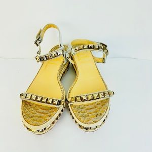 Cream Studded Suede Cataclou Espadrille Wedges